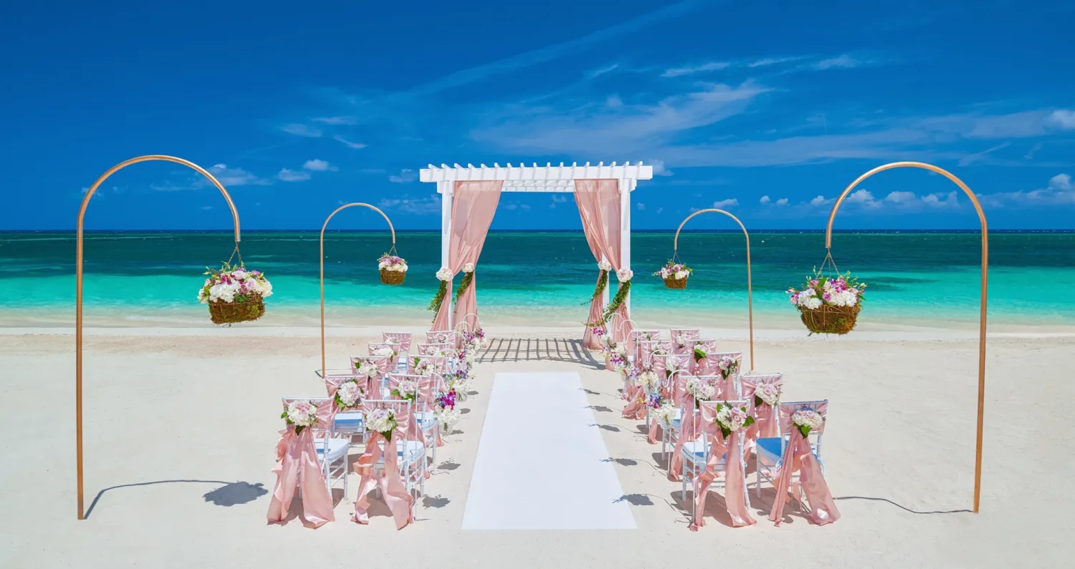 Ceremony decor in the beach at Sandals Montego Bay