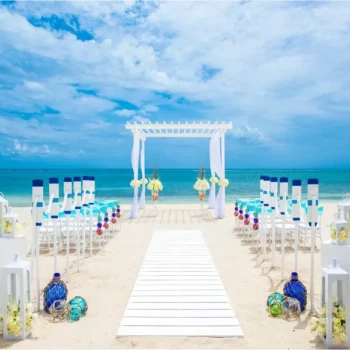 Ceremony decor in the beach at Sandals Montego Bay