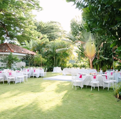 Dinner reception in the garden at Sandals Montego Bay