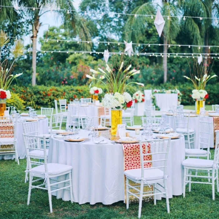 Dinner reception in the garden at Sandals Ochi