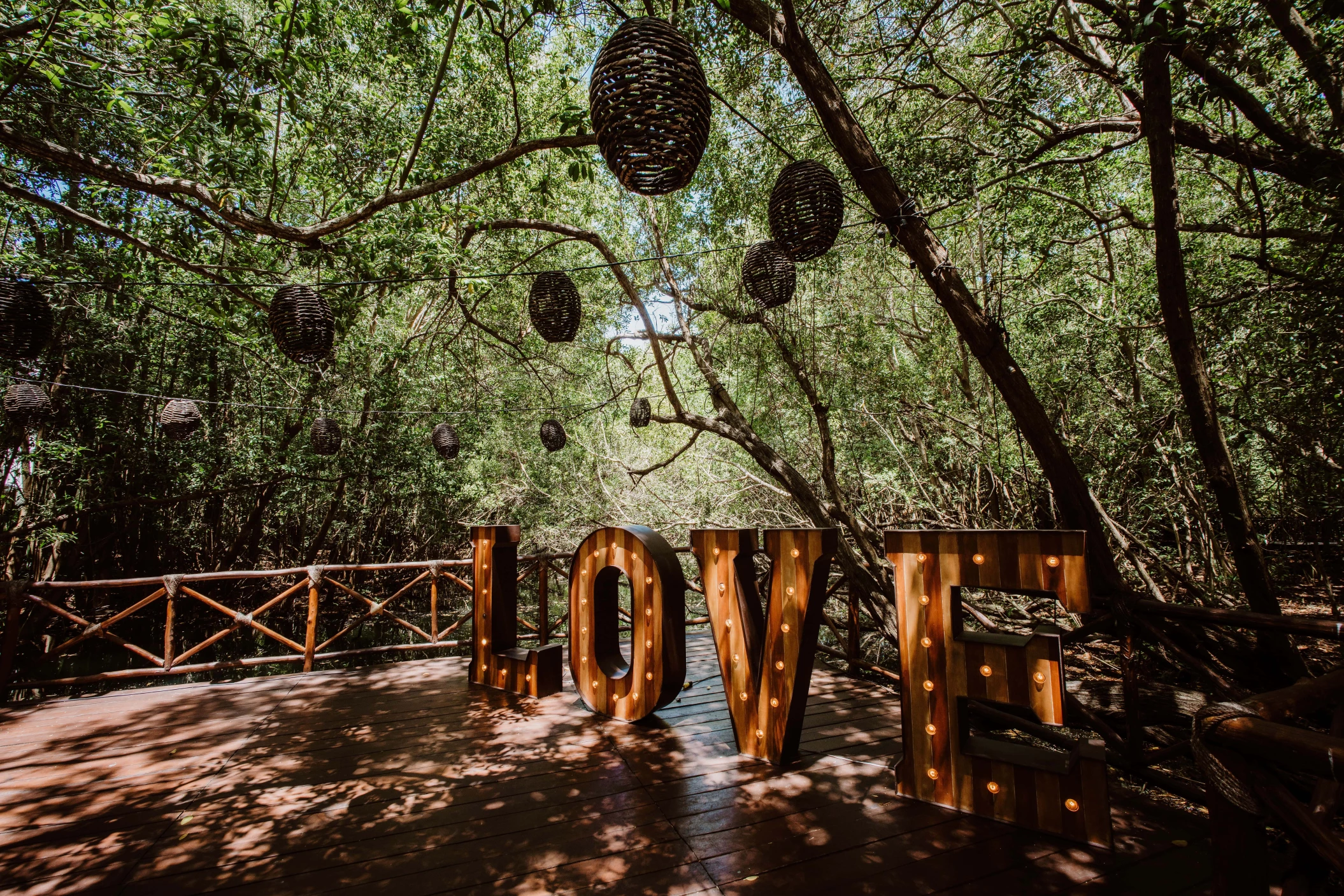 Mapache deck wedding venue at Sandos Caracol Eco Resort