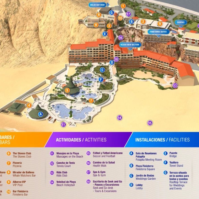 Resort map of Sandos Finisterra Los Cabos