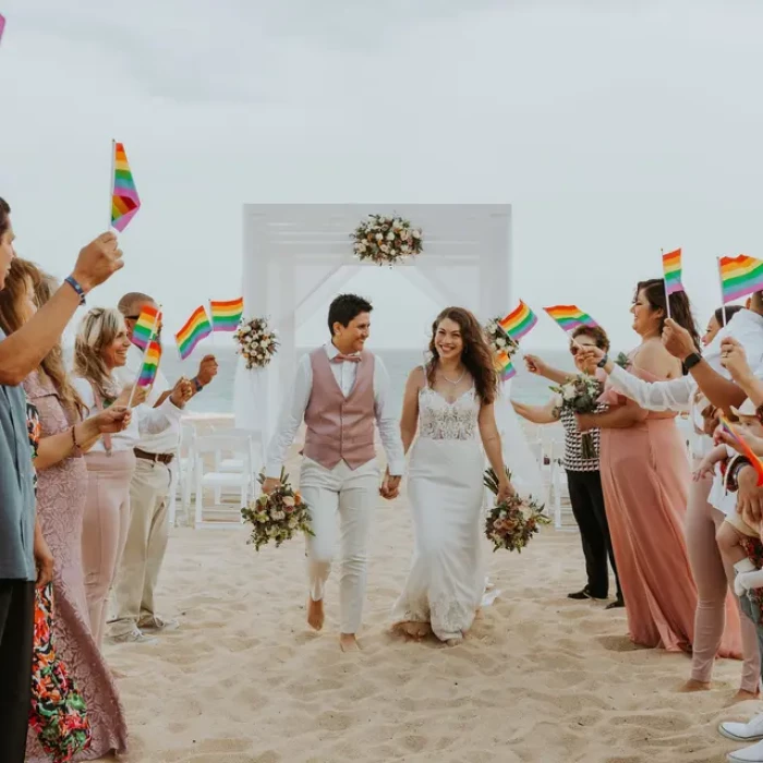 Ceremony decor on the beach at Sandos Finisterra Los Cabos