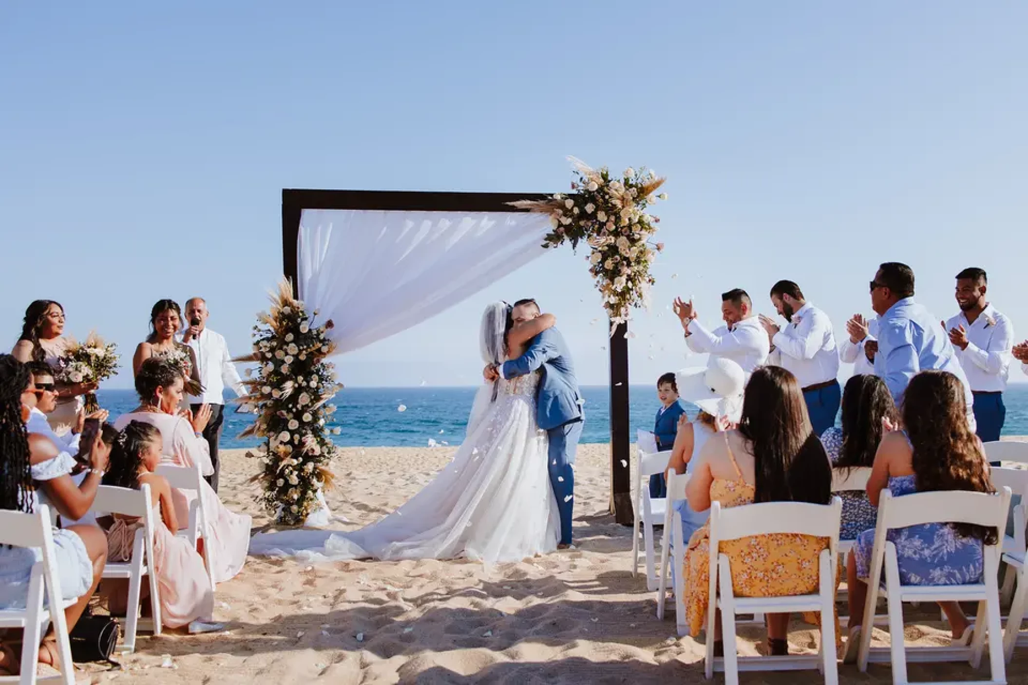 Ceremony decor on the beach at Sandos Finisterra Los Cabos