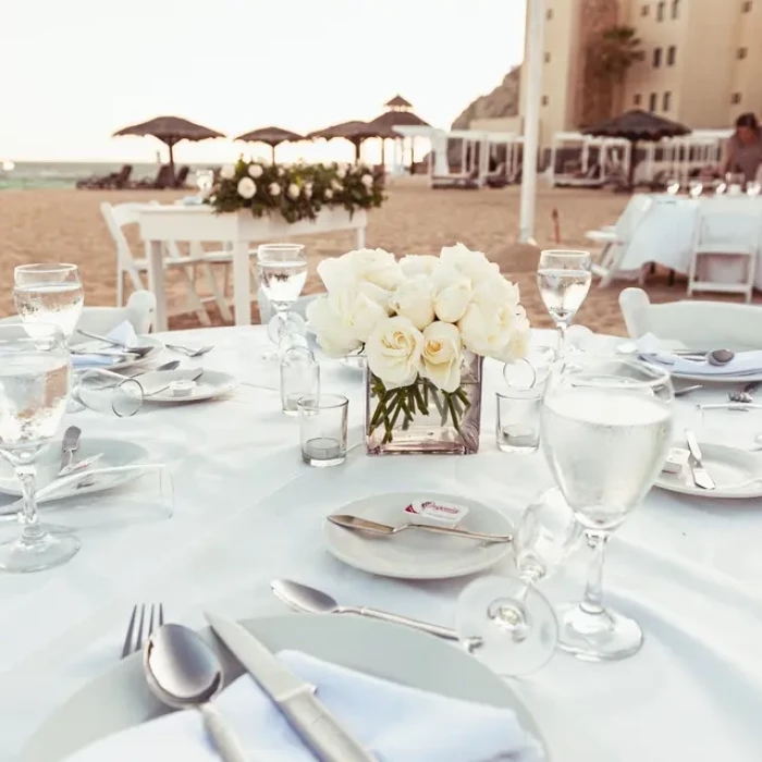 Dinner decor on the beach at Sandos Finisterra Los Cabos