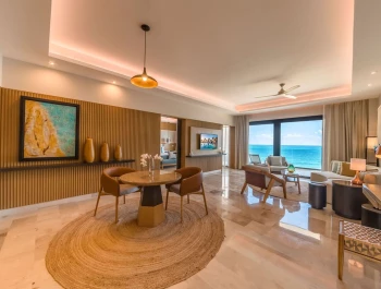 Haven Riviera Cancun 2-bedroom suite living room.