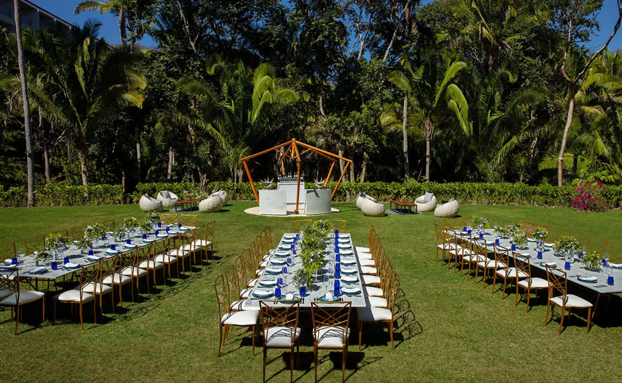 Wedding Setup in garden Bahia Mita at Secrets Bahia Mita Surf and Spa.