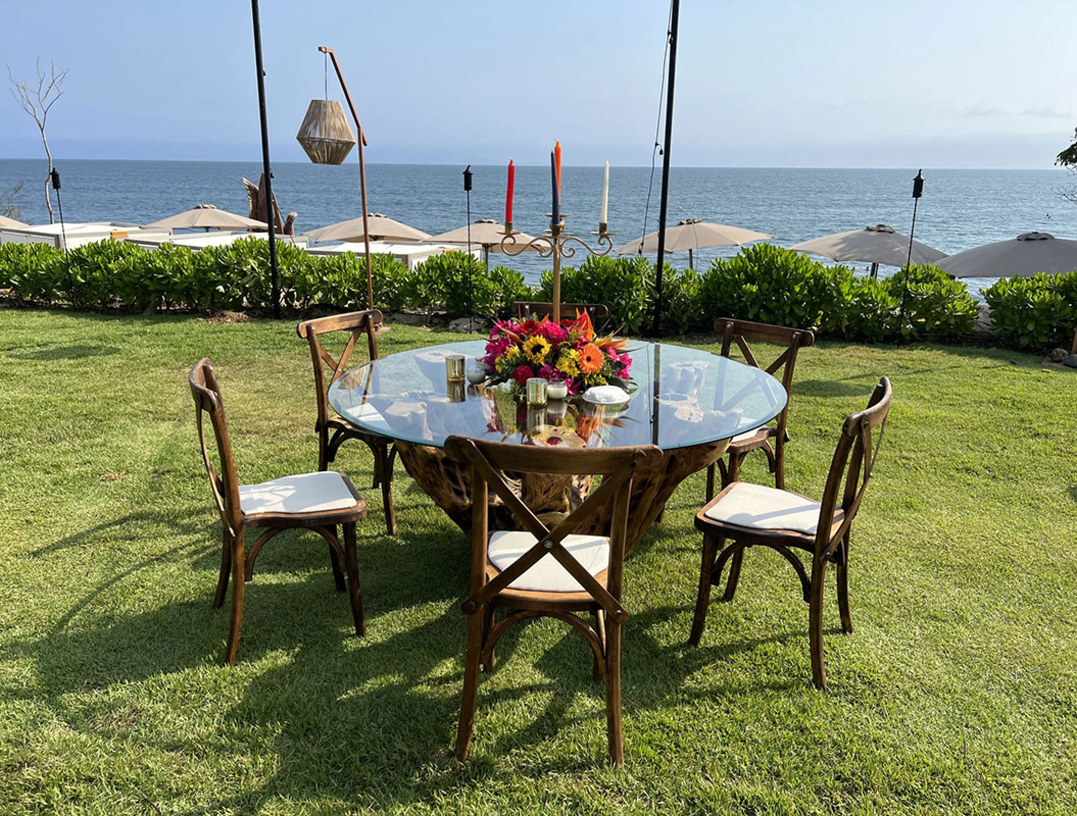 Wedding Setup in Beach Terrace Garden at Secrets Bahia Mita Surf and Spa.