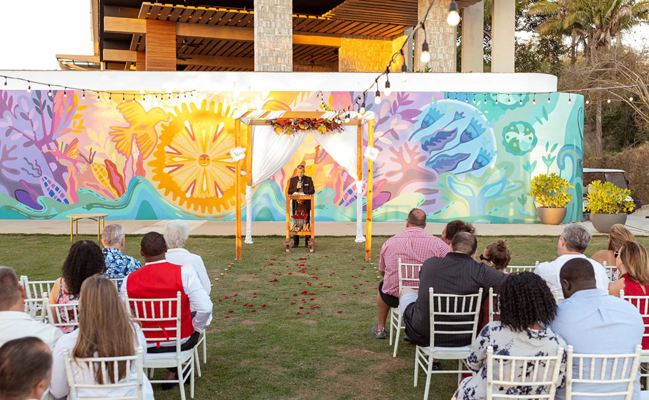 Wedding in Beach Terrace Garden at Secrets Bahia Mita Surf and Spa.