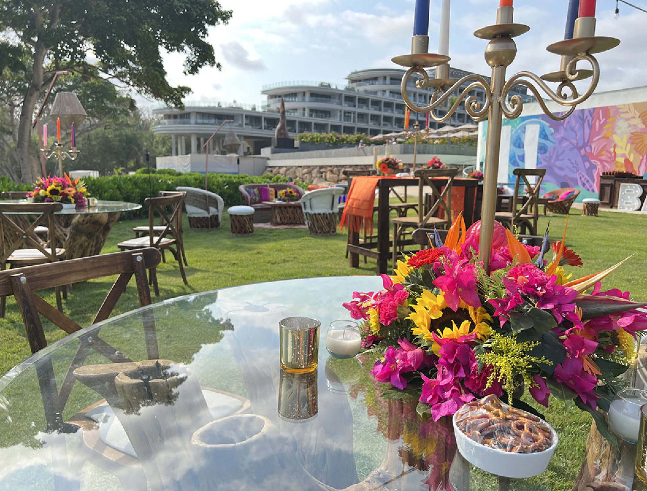 Wedding Setup in Beach Terrace Garden at Secrets Bahia Mita Surf and Spa.