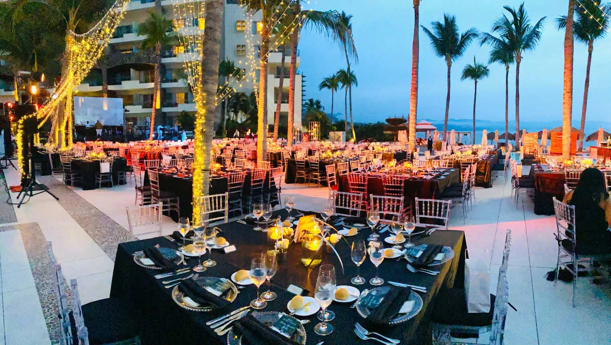 Dinner reception on the pool terrace Surrounded by palm trees, the pool dreams have a hard surface in the middle of the pools at secrets vallarta bay puerto vallarta