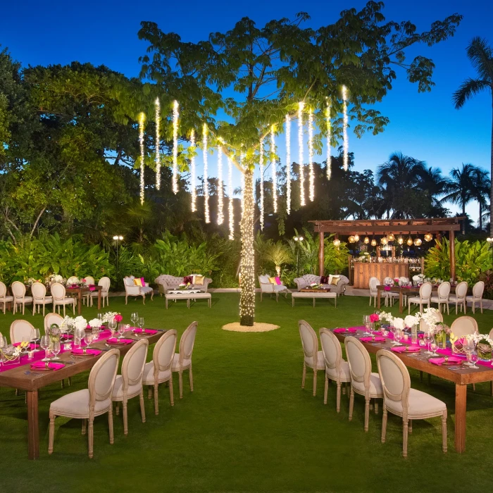 Secrets Akumal resort garden wedding reception area