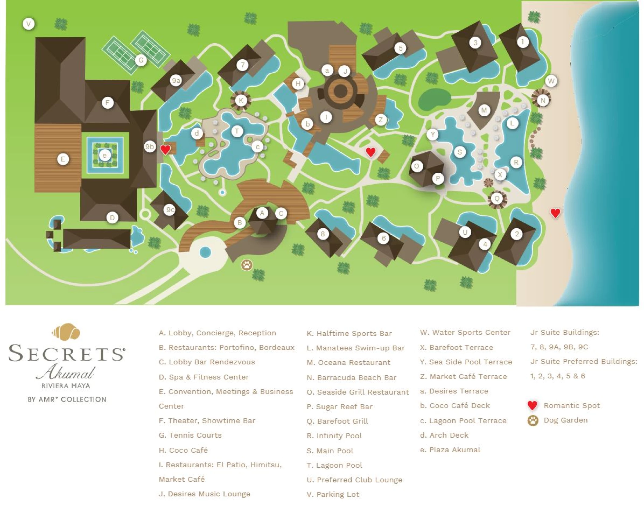 Resort map of Secrets Akumal Riviera Maya