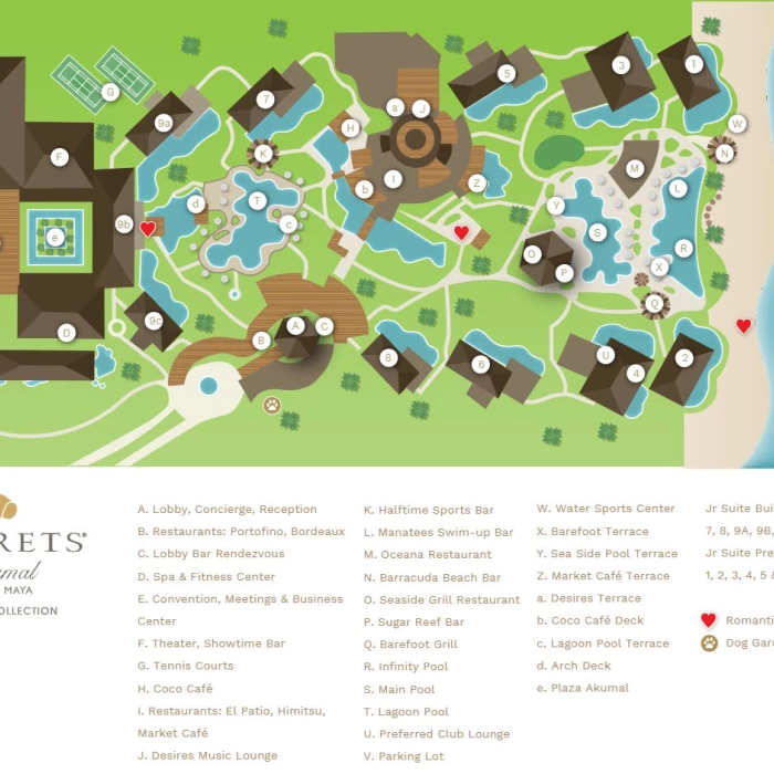 Resort map of Secrets Akumal Riviera Maya