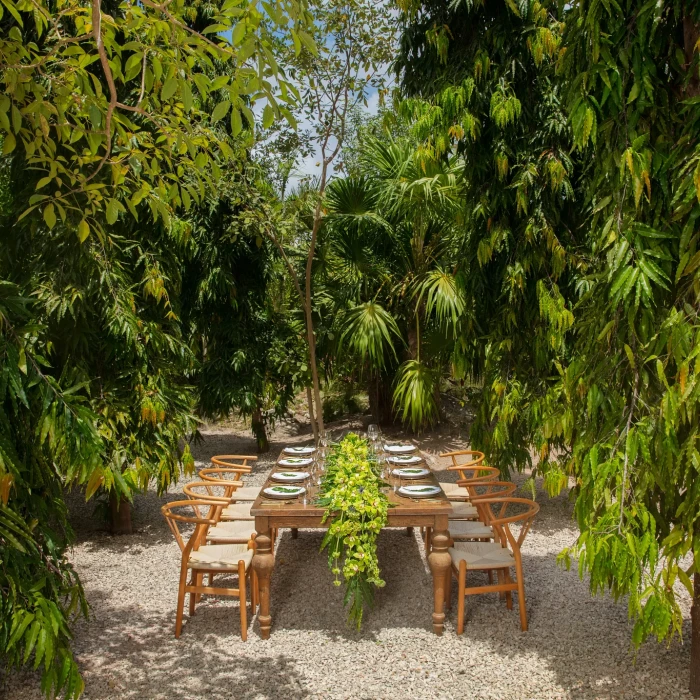 Dinner reception on secret garden at Secrets Akumal Riviera Maya