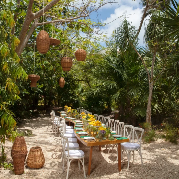 Dinner reception on Yalku garden at Secrets Akumal Riviera Maya