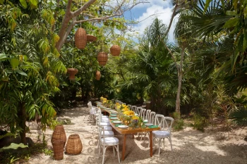 Dinner reception on Yalku garden at Secrets Akumal Riviera Maya