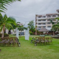 Ceremony decor in the pool terrace at Secrets Cap Cana Resort and Spa