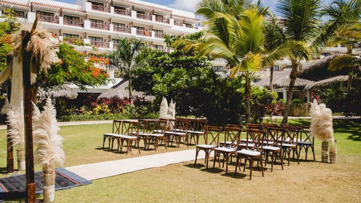 Ceremony in the pool terrace at Secrets Cap Cana Resort and Spa