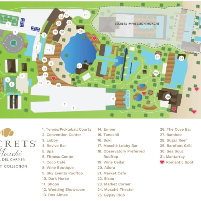 Secrets Moxche resort map.