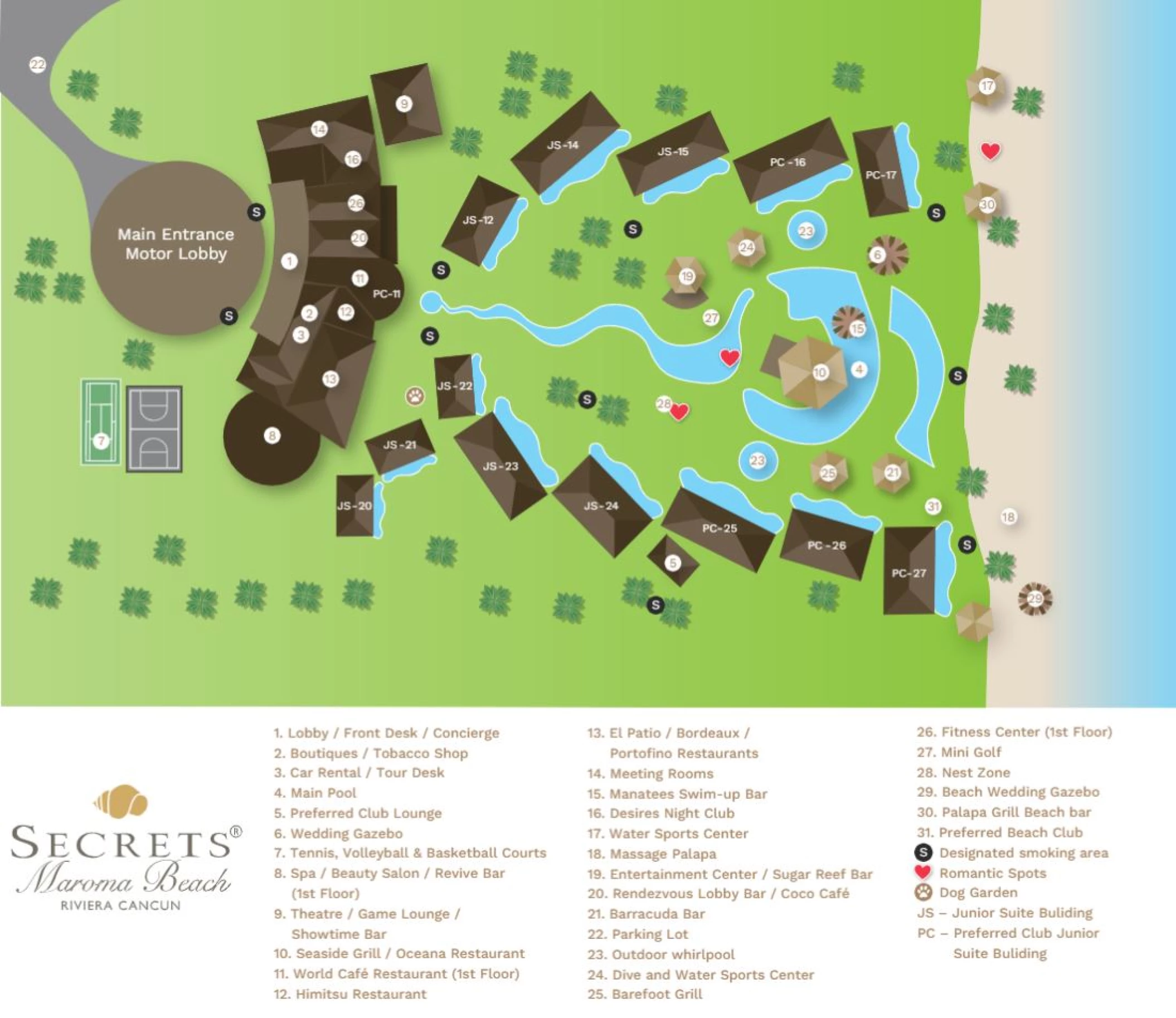 Resort map of Secrets Maroma Beach Riviera Cancun