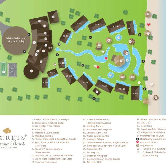 Resort map of Secrets Maroma Beach Riviera Cancun