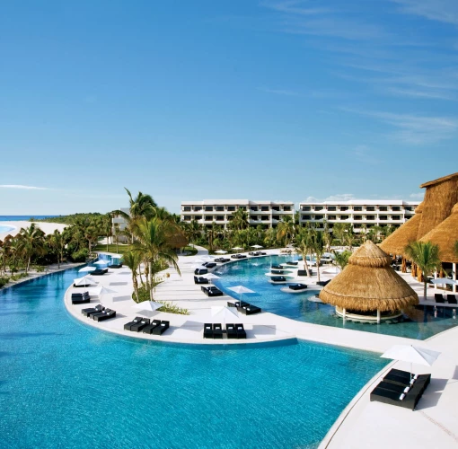 Secrets Maroma Beach Riviera Cancun arial view with pool