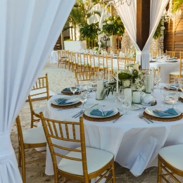 Dinner reception on the beach at Secrets Moxche