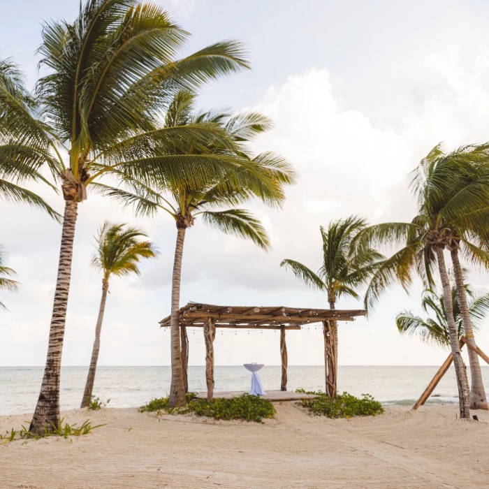 Beach wedding venue at Secrets Moxche resort.