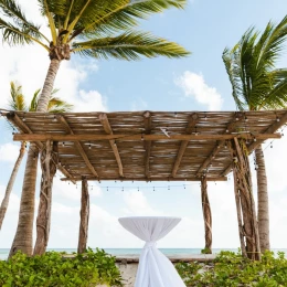 Beach wedding venue at Secrets Moxche resort.