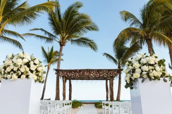 Beach wedding venue at Secrets Moxche resort.