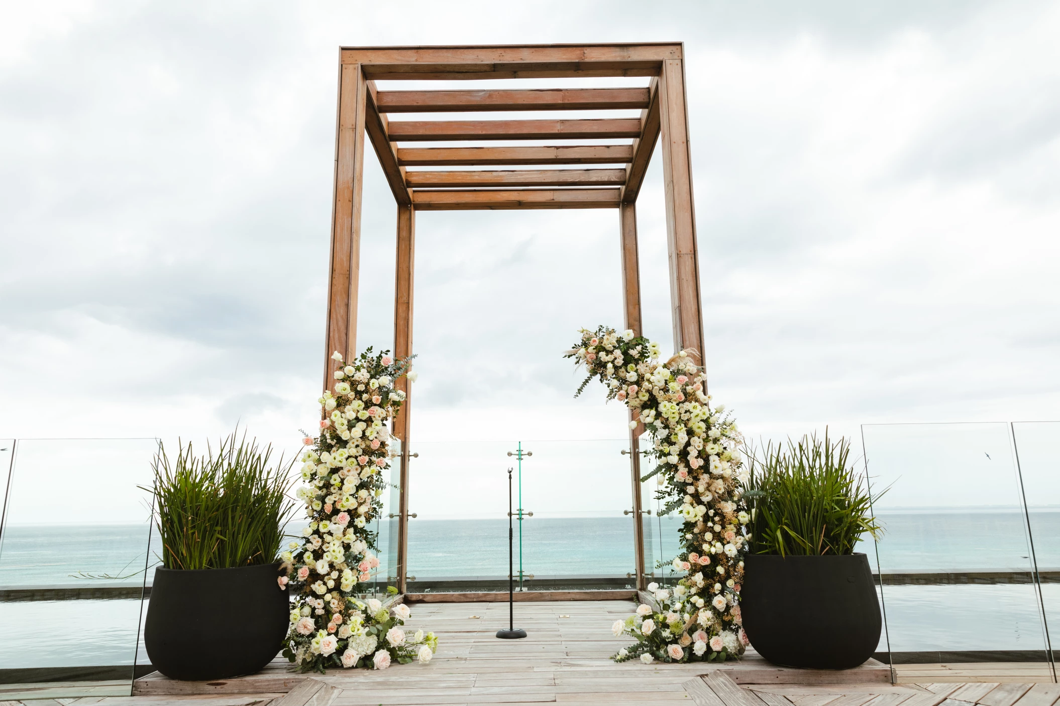 Ceremony decor on the sky wedding gazebo at Secrets Moxche