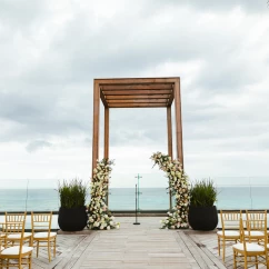 Ceremony decor on the sky wedding gazebo at Secrets Moxche