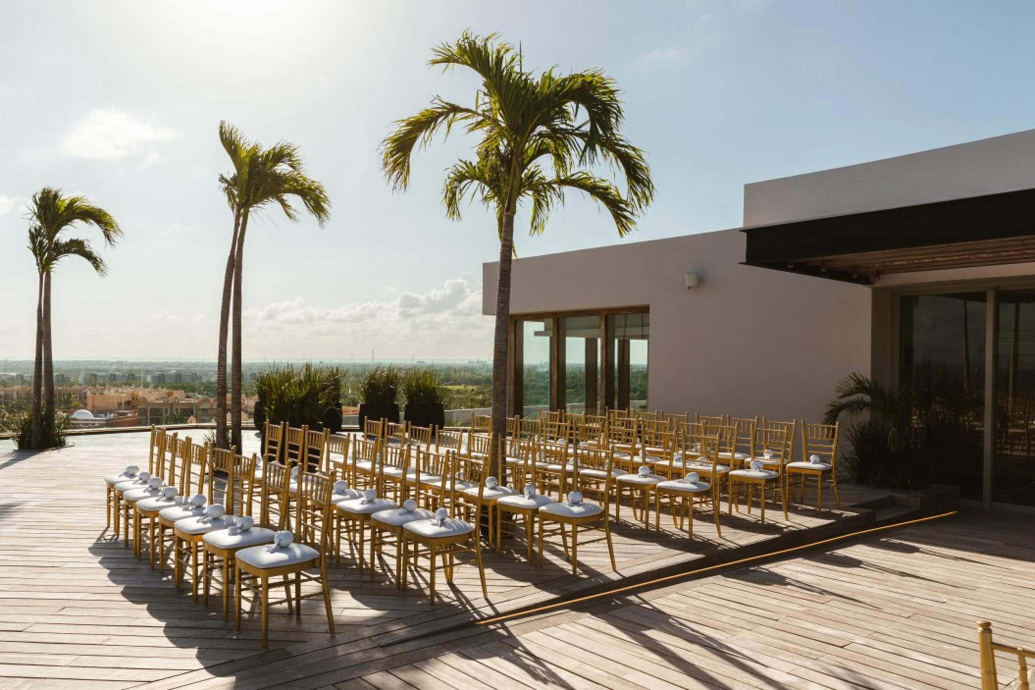 Sky wedding gazebo setup at Secrets Moxche resort.