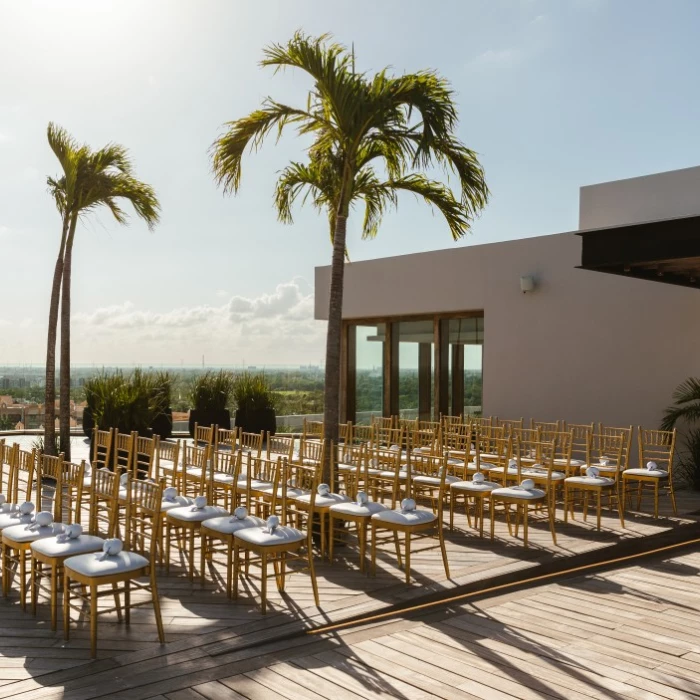 Sky wedding gazebo setup at Secrets Moxche resort.