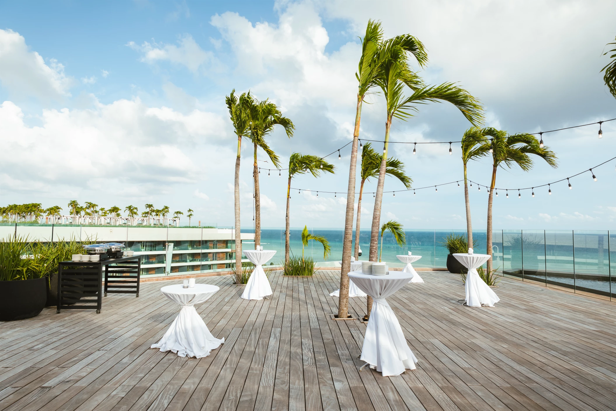 Ceremony decor on the sky wedding gazebo at Secrets Moxche