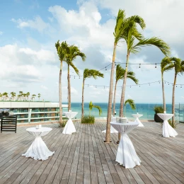 Ceremony decor on the sky wedding gazebo at Secrets Moxche