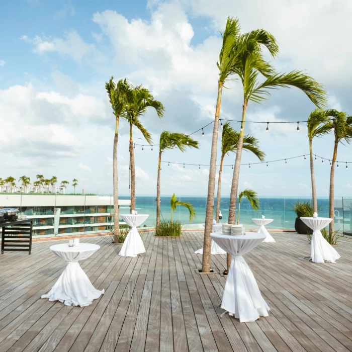 Sky wedding gazebo setup at Secrets Moxche resort.