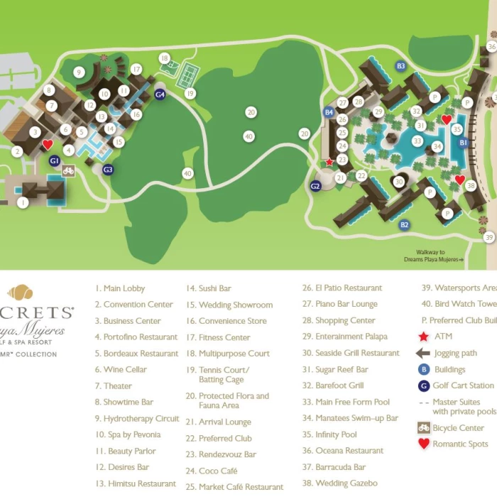 Resort map of Secrets Playa Mujeres Golf & Spa Resort