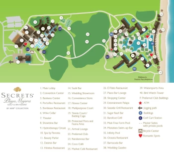 Resort map of Secrets Playa Mujeres Golf & Spa Resort