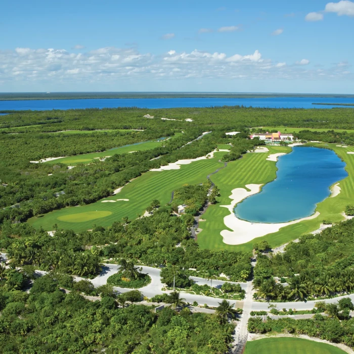 Secrets Playa Mujeres Golf & Spa Resort panaromic view of the golf course