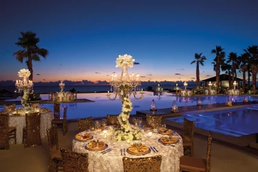 Secrets Playa Mujeres Golf & Spa Resort Wedding set up at the main pool