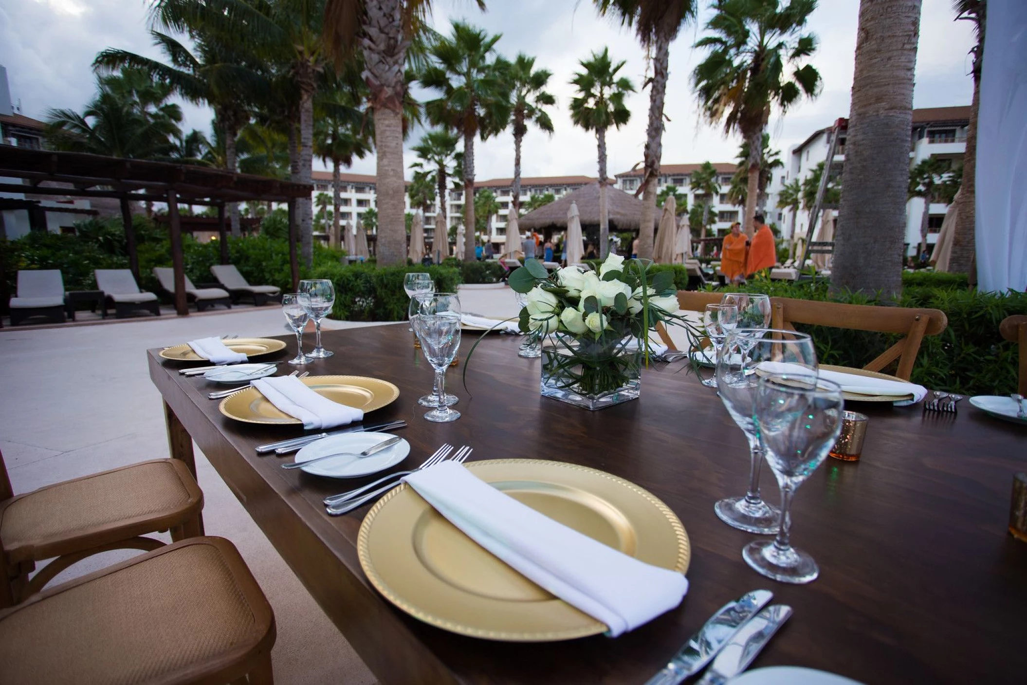 Secrets Playa Mujeres Golf & Spa Resort Wedding set up at the main pool