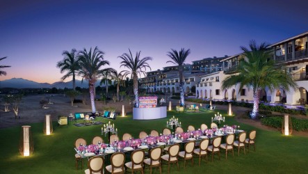 Dinner reception on the west garden at Secrets Puerto Los Cabos Golf & Spa Resort