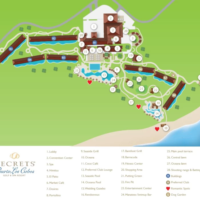 Resort map of Secrets Puerto Los Cabos Golf & Spa Resort