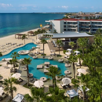 Aerial view of the pool at Secrets Riviera Cancun