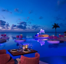 Dinner reception on the pool area at Secrets Riviera Cancun