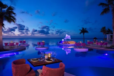 Dinner reception on the pool area at Secrets Riviera Cancun