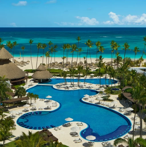 Aerial view of the pool at Secrets Royal Beach Punta Cana