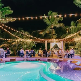 Dinner reception on the pool area at Secrets Royal Beach Punta Cana